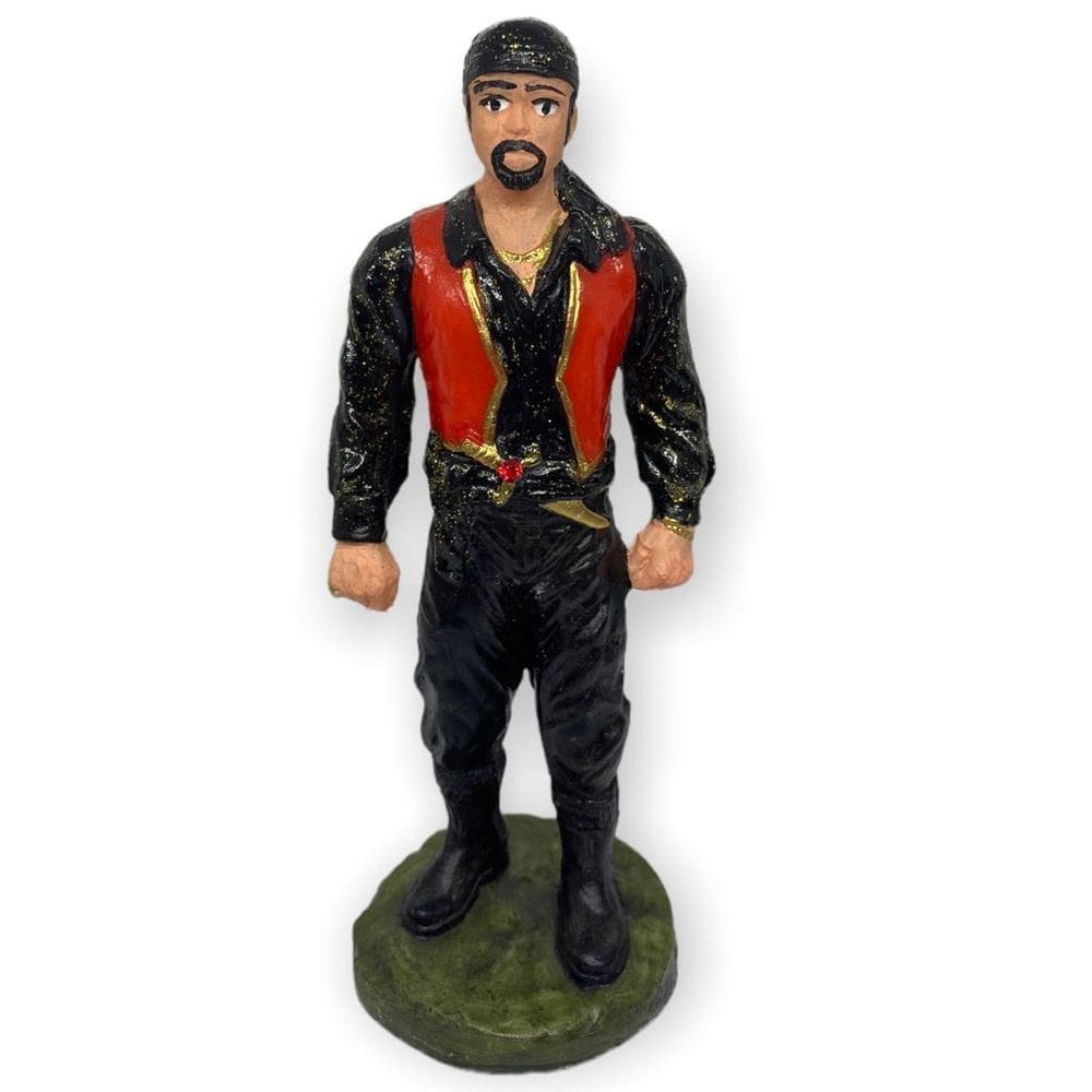Escultura Cigano Preto E Vermelho 15 Cm Em Resina