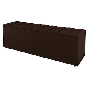 Calçadeira Baú King Size Cora 190cm Suede Marrom - Abmaza