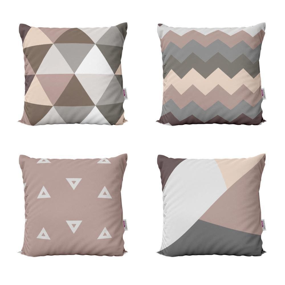 Kit 4 Almofadas Geométricas E Decorativas Marrom/Bege 40X40