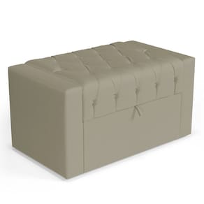 Calçadeira Báu Solteiro Atena 90cm Capitonê Veludo Bege - Abmaza