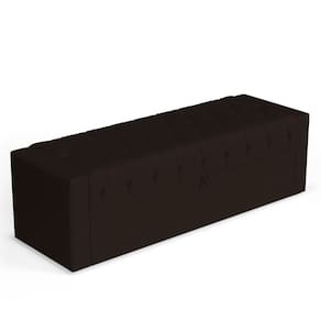 Calçadeira Báu Casal Padrão Atena 140cm Capitonê Suede Marrom - Abmaza