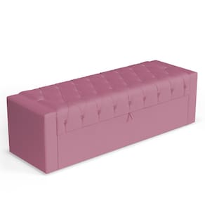 Calçadeira Báu Casal Padrão Atena 140cm Capitonê Suede Rosa - Abmaza