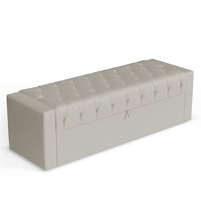 Calçadeira Báu King Size Atena 195cm Capitonê Sintético Bege - Abmaza