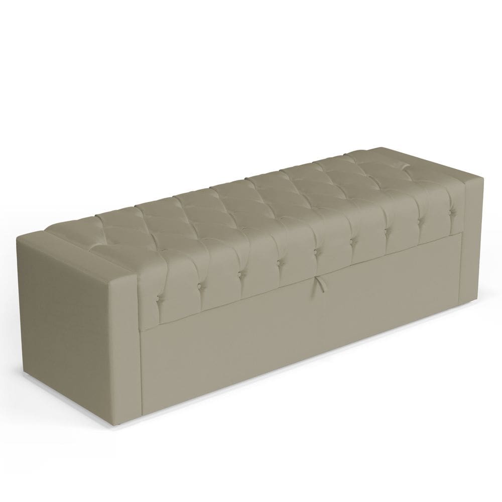 Calçadeira Báu Queen Size Atena 160cm Capitonê Veludo Bege - Abmaza