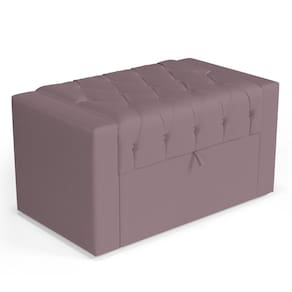 Calçadeira Báu Solteiro Atena 90cm Capitonê Veludo Rosê - Abmaza