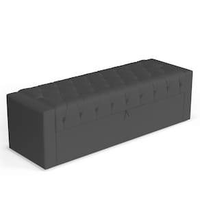 Calçadeira Báu Queen Size Atena 160cm Capitonê Suede Cinza - Abmaza