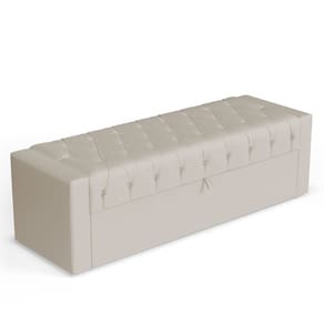 Calçadeira Báu Queen Size Atena 160cm Capitonê Suede Bege Claro - Abmaza