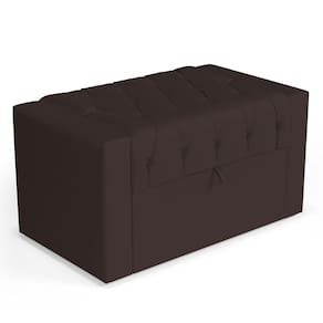 Calçadeira Báu Solteiro Atena 90cm Capitonê Suede Marrom - Abmaza