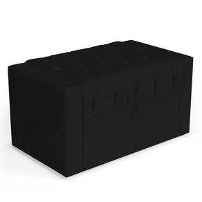 Calçadeira Báu Solteiro Atena 90cm Capitonê Sintético Preto - Abmaza