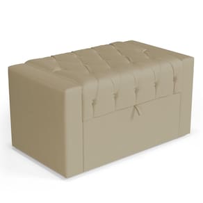 Calçadeira Báu Solteiro Atena 90cm Capitonê Suede Bege - Abmaza