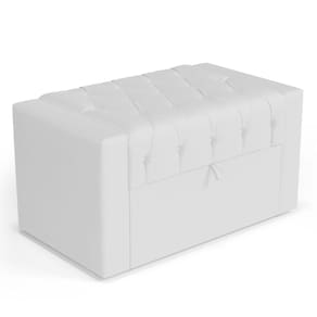 Calçadeira Báu Solteiro Atena 90cm Capitonê Sintético Branco - Abmaza