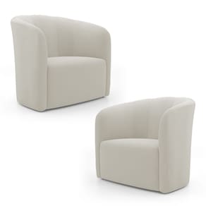 Kit 02 Poltronas Decorativas Abby Veludo Bege Claro - Abmaza