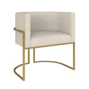 Poltrona Estofada Oregon Dourado/suede Bege - M. Arapongas