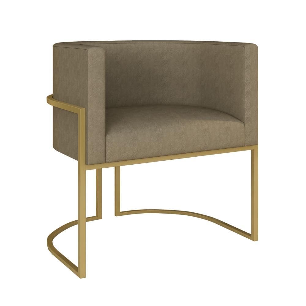 Poltrona Estofada Oregon Dourado/suede Capuccino - M. Arapongas