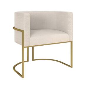 Poltrona Estofada Oregon Dourado/bouclé Off White - M. Arapongas