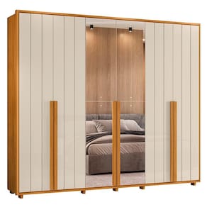 Guarda Roupa Casal Volpi Ripado 6 Portas com 4 Espelhos - Madetec