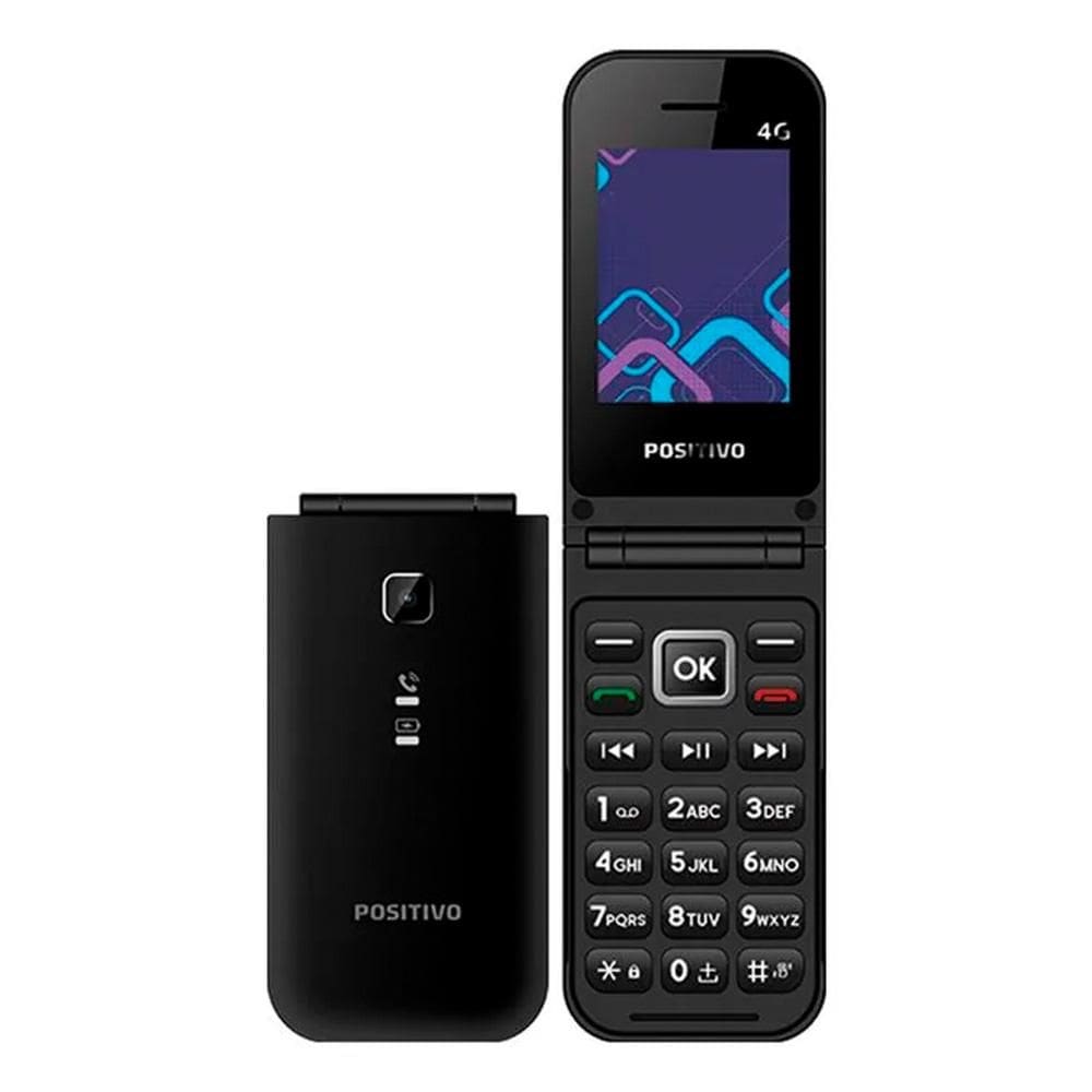 Celular Flip Para Idoso Com Botão SOS, Dual Chip e P51 Positivo Preto