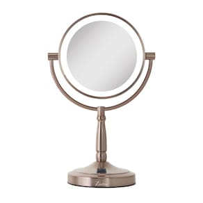 Espelho de maquiagem Zadro 9 LED redondo com luzes 5 e 10X Magnificat