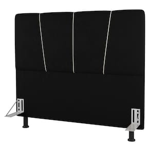 Cabeceira Cama Box Solteiro Amber 90cm Estofada Suede Preto - Abmaza