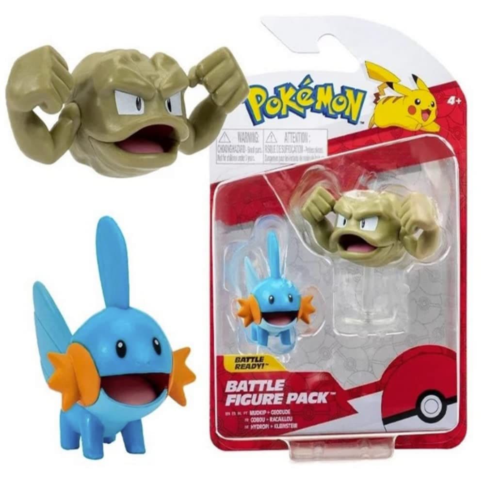 Conjunto de figuras Pokémon Clip N Go Battle Feature Mudkip Geodude