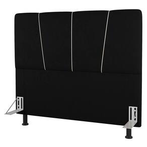 Cabeceira Cama Box Solteiro Amber 90cm Estofada Sintético Preto - Abmaza