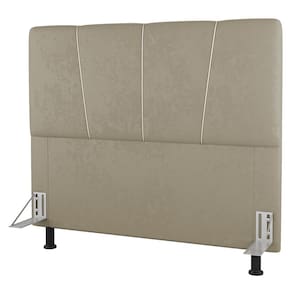 Cabeceira Cama Box Solteiro Amber 90cm Estofada Suede Bege - Abmaza