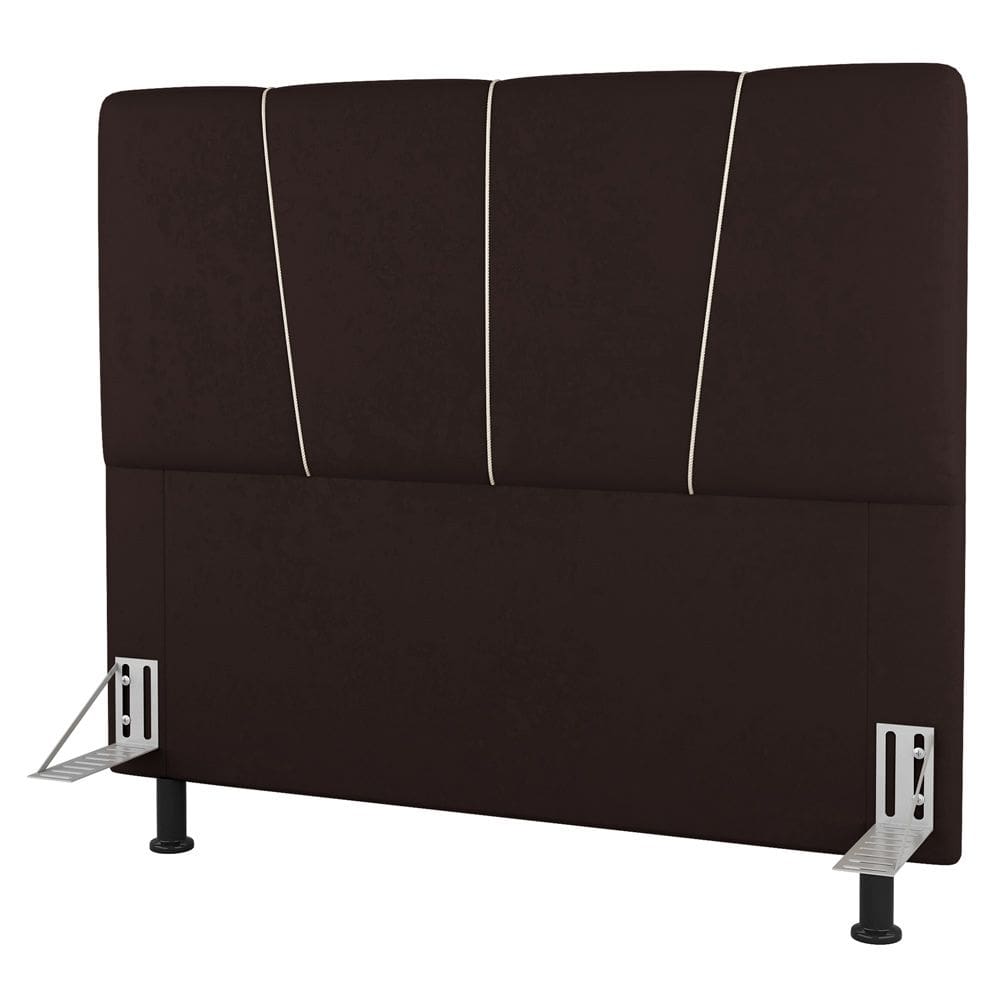 Cabeceira Cama Box Solteiro Amber 90cm Estofada Sintético Marrom - Abmaza