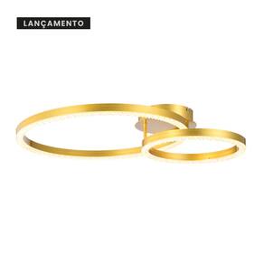 Plafon Holly 2 Argolas Com Cristal Ø30xø50cm - Dourado