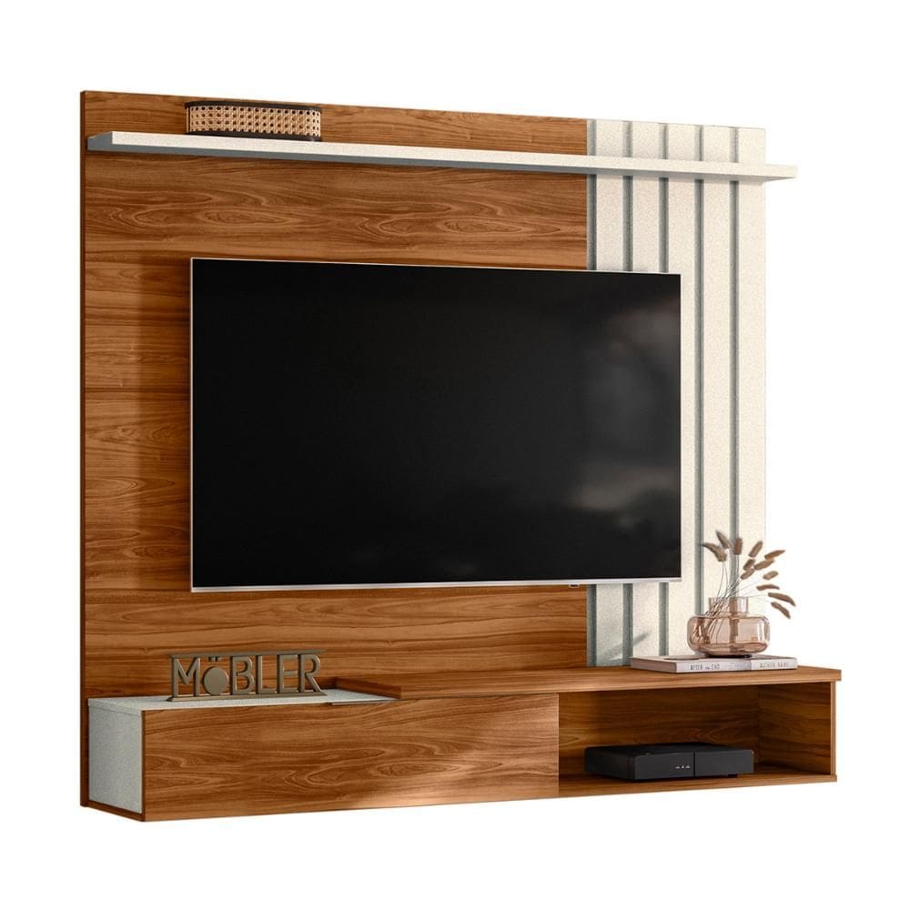 Painel Home Suspenso Vegas 1.6 com Ripado e 1 Porta 160 cm