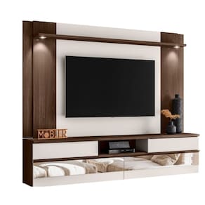 Painel Tv 75 Polegadas Chamonix 200 cm Com Espelho e Luminária LED