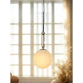 Pendente Mob Bella Iluminação Dourado e preto e Bola Branca