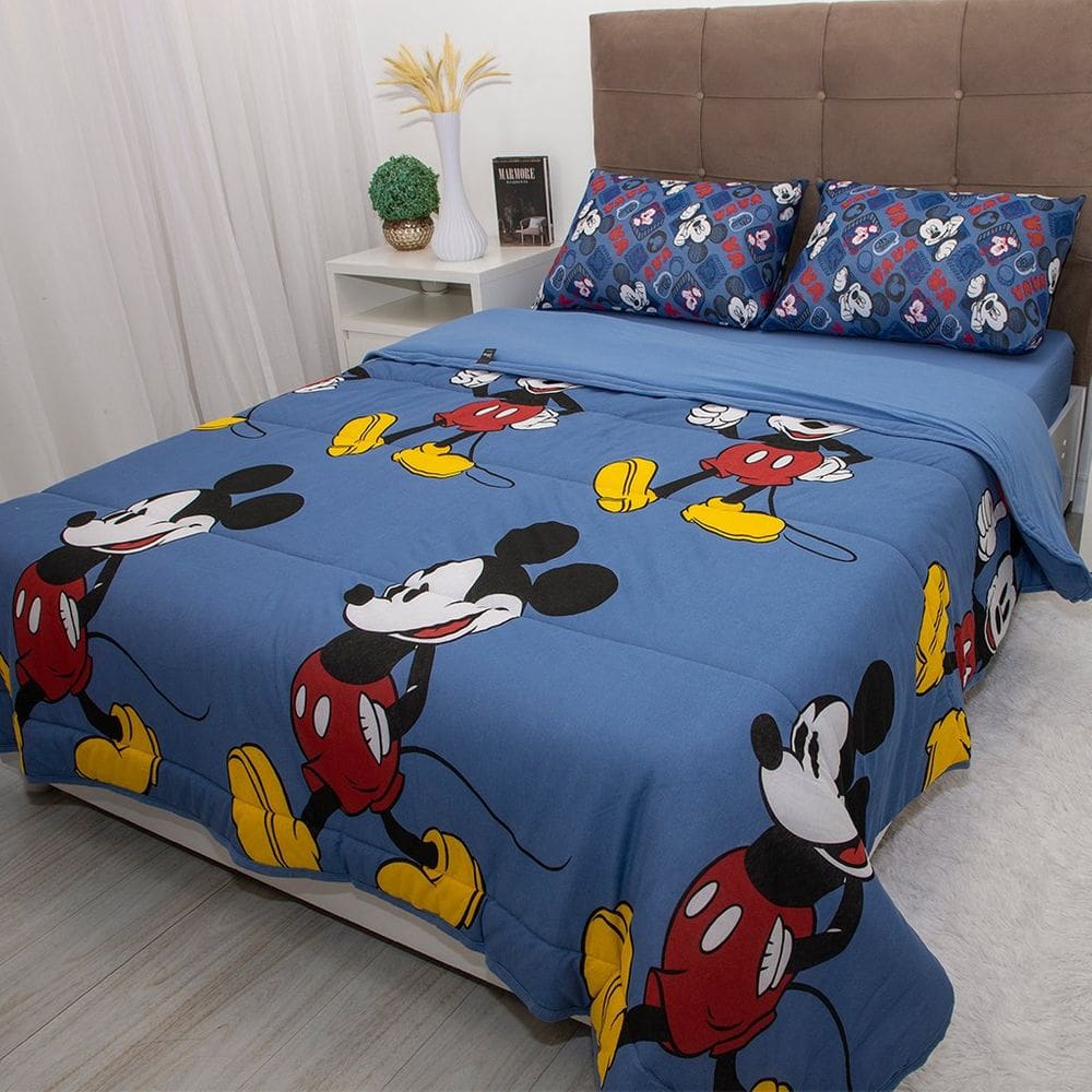 Edredom Casal Mickey & Minnie Disney Malha 100% Algodão 200x220cm