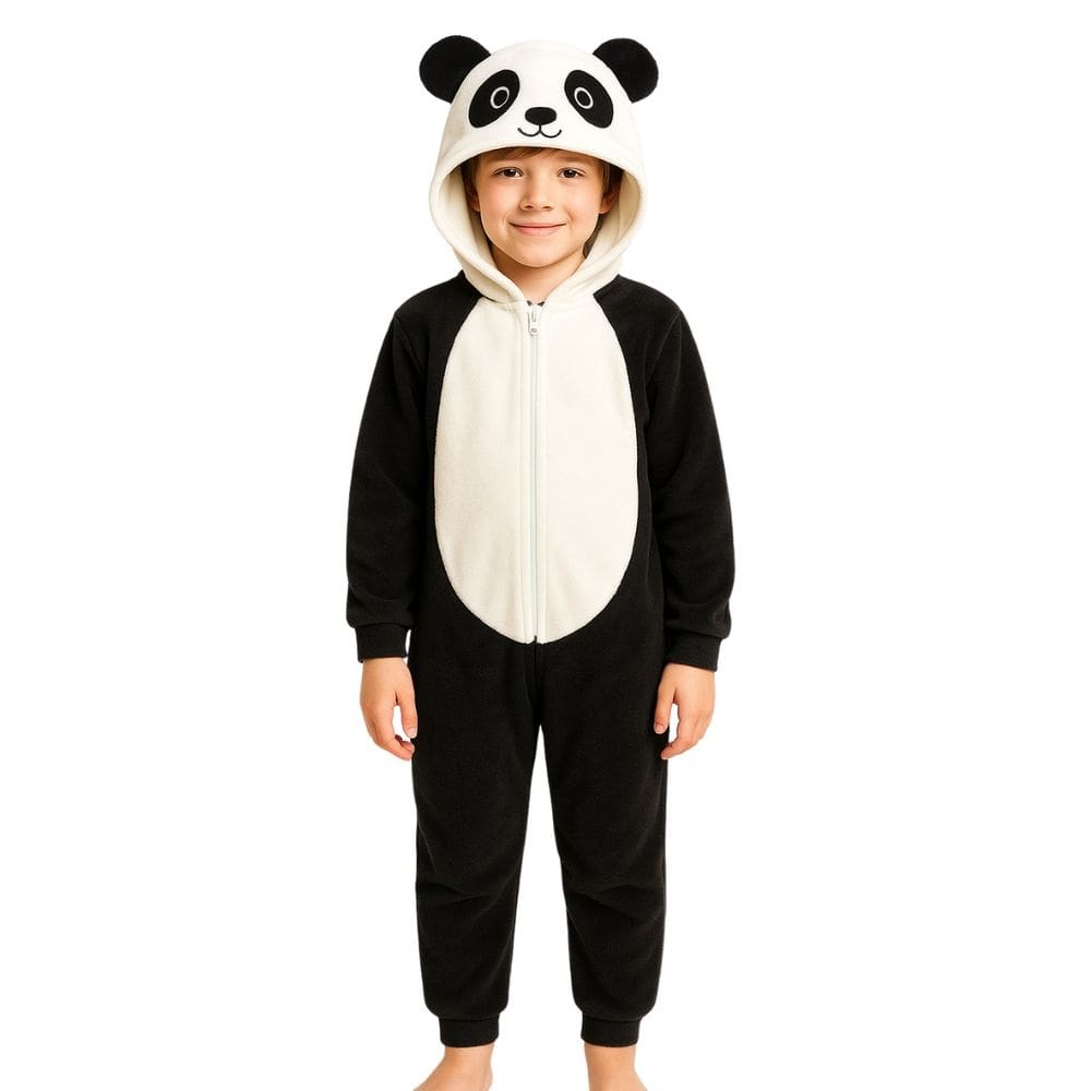 Pijama Macacão Infantil Urso Panda Fantasia Soft Fleece Pret