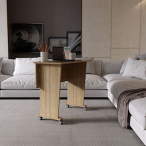 Mesa Retrátil para Home Office com Rodizio ME4117 Amêndoa