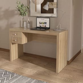 Mesa com 2 Gavetas para Home Office 117x74cm ME4123 Amêndoa