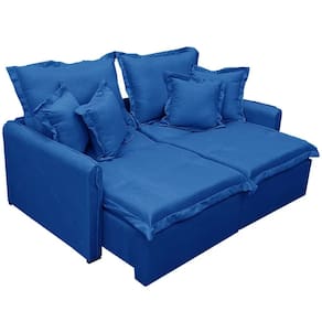 Sofá Cama Lima 200cm em Veludo 3 Lugares Retrátil e Reclinável União Cor Azul