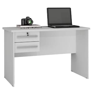 Mesa de Computador Byte Escrivaninha 2 Gavetas Valdemóveis Cor Branco