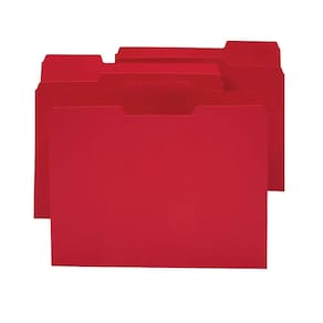Pastas de arquivos Staples 659791 coloridas Top-Tab, 3 abas, vermelhas, 24/pacote