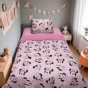 Edredom Solteiro Mickey & Minnie Disney Malha 100% Algodão 150x220cm