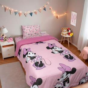 Edredom Solteiro Mickey & Minnie Disney Malha 100% Algodão 150x220cm