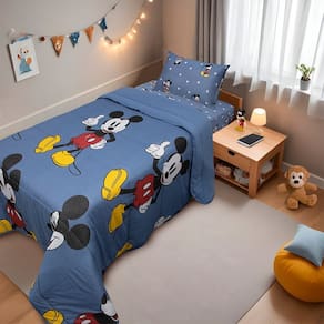 Edredom Solteiro Mickey & Minnie Disney Malha 100% Algodão 150x220cm
