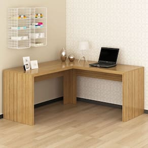 Mesa de Canto para Escritório Office Angular ME4116 Amêndoa