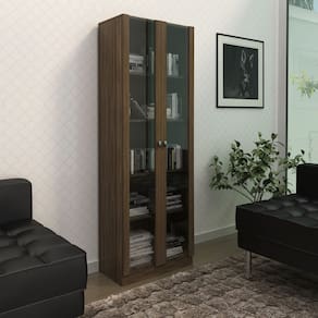 Estante 5 Prateleiras com Portas de Vidro 171x59 cm ME4115 Nogal
