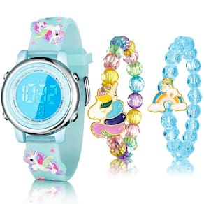 Conjunto de relógios Yaomiao Kids Unicorn Waterproof com alarme 3-10Y