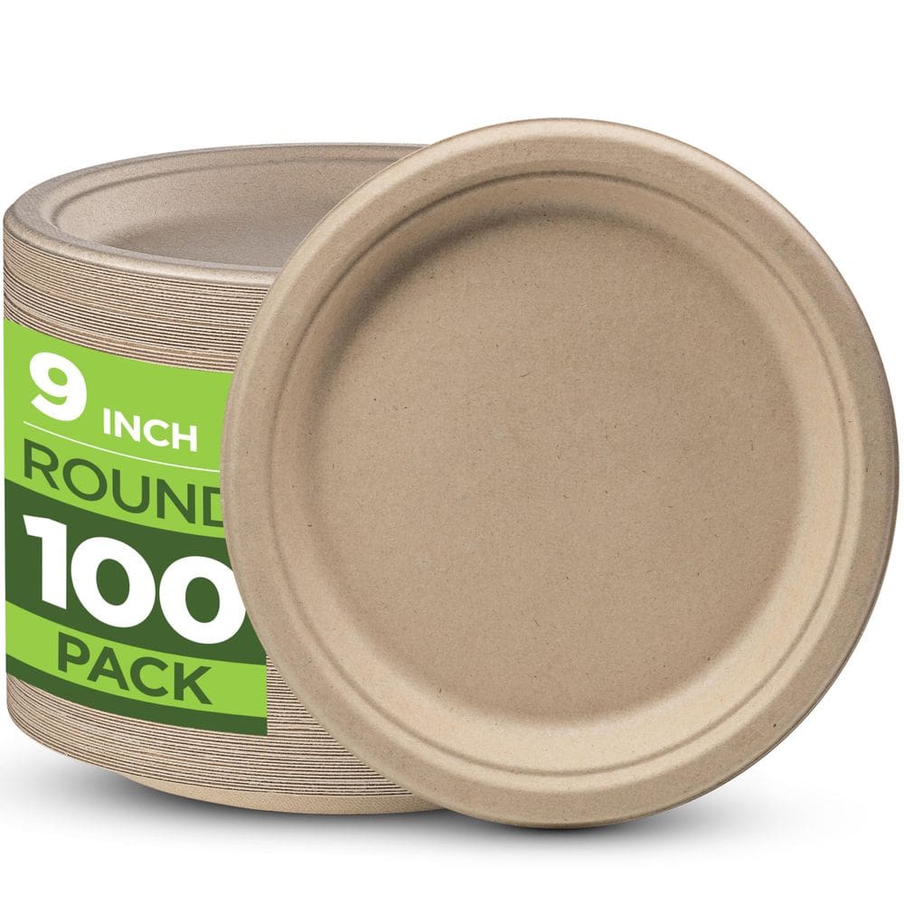 Pratos de papel Munfix 100% compostáveis 23 cm, pacote com 100