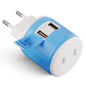 Adaptador de tomada de viagem OREI U2U-9C tipo C com USB duplo na Europa