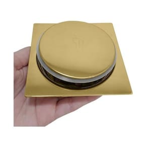 Ralo Click Tampa Dourada De Banheiro 10X10cm Aço Inox Luxo