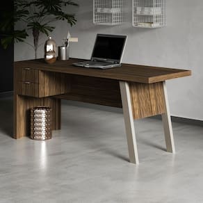 Escrivaninha de 2 Gavetas para Home Office 163x74cm ME4122 Nogal