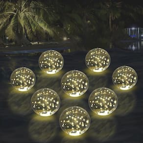 Luzes solares flutuantes para piscina SATXTREM, 14 polegadas, brancas quentes