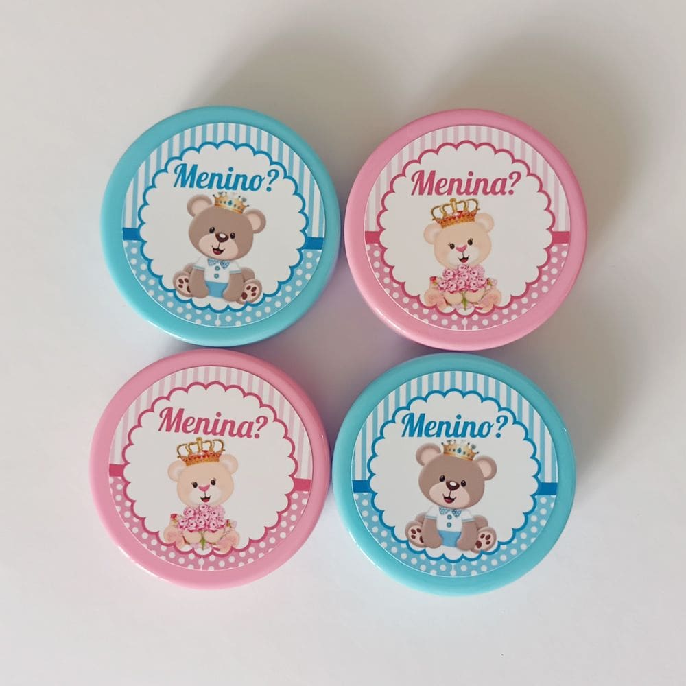 Latinha Chá Revelação Urso Príncipe e Ursa Princesa 10 unidades